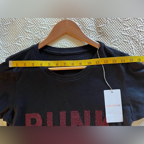 Zadig & Voltaire 3 D PUNK Embellished Tee Shirt in Noir, Size M, NWT - Picture 10 of 13